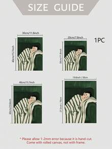 1pc Emerald Green Abstract Woman Wall Art Print, Contemporary Minimalist Figure Poster, Modern Unframed Canvas Decor For Living Room, Bedroom, Office - Character a - View 4