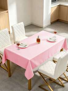 1pc Rectangular Tablecloth Suitable For Buffet, Holiday Party, Dinner, Wedding And Baby Shower Home Decor Solid Color Tablecloth Household Tablecloth Fabric - Pink - View 1
