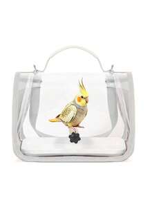 Parrot Outdoor Portable Bag, Breathable Bird Carrying Bag, Hands-Free Small Pet Cage, With Breathable Mesh Window, Parrot Backpack, Convenient For Taking Pets To Vet, Shopping, Hiking, Transparent Portable Bird Travel Case - Multicolor - View 13