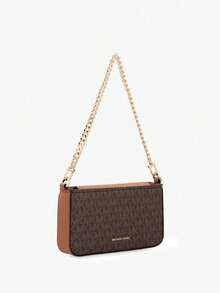 Michael Kors MK Bryant 女款小號可轉換斜挎包，時尚正方形單肩包，金屬鏈條波希米亞風手提包，附可拆卸式肩帶，適合派對、購物 - 棕色 - 查看 4