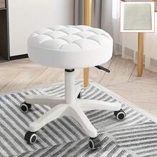 Adjustable Height Swivel Chair With Soft Sponge Seat And Stable Metal Base – Ideal For Home, Kitchen Island, Or Workspace Use. Features Smooth 360-Degree Rotation, Easy Height Adjustment Via Hydraulic Mechanism, And Ergonomic Design For Everyday Comf - White - View 12