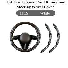 2pcs/3pcs Car Steering Wheel Accessories, Car Interior Decor, Cute Premium Interior Crystal Rhinestone & Leopard Print Unique Pattern, All-Season Universal Car Interior Kit, Women's Car Accessories, Women's Car Tools, Essential Car Tools - Crystal Sparkling Diamond Leopard Print Pattern - View 12