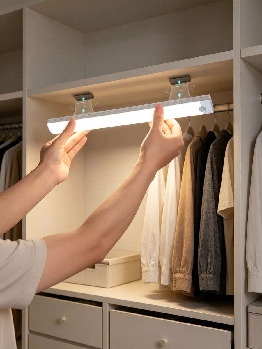 1pc Cabinet Light, Wireless Motion Sensor LED Night Light With Rechargeable Magnetic Base, Suitable For Hallway, Kitchen, Cabinet, Stairs, Closet, Home Room Decor, Wireless LED Light