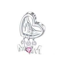 1Pc Pink Mother'S Day Gift Love Best Mom Daughter Hug Mom Pendant Charm Fit Original Bracelet Necklace Silver Plated Beads For Diy Jewelry Making Gift - Silver - View 16