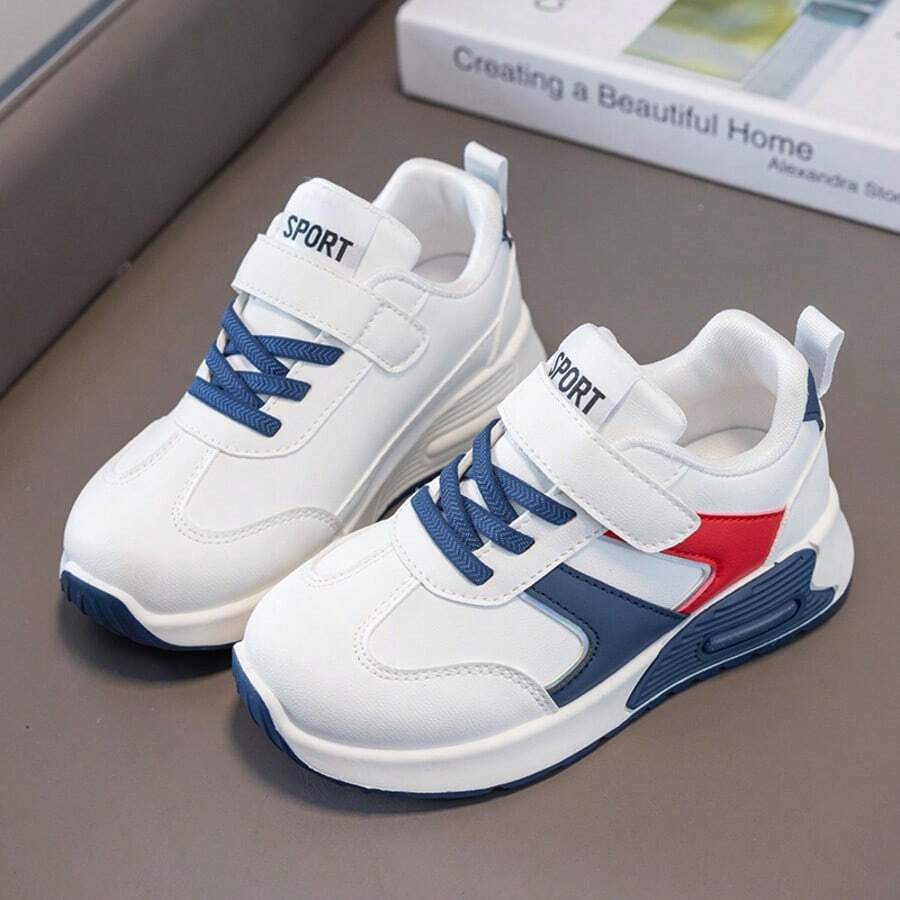 1 par de zapatos deportivos de moda 2026, zapatos casuales estilo universitario para niños, adecuados para todas las estaciones - Azul - Ver 1