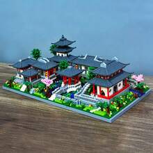 3 合 1 古风 3D 拼图组装小零件积木，创意有趣苏州园林/圆明园/黄鹤楼高难度龙年新建筑益智玩具，非常适合家庭/办公桌装饰和节日礼物。随附包房装饰 - 彩色 - 查看 7