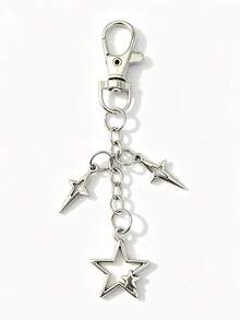 1pc Punk Style Star Pendant Keychain, Phone Case Pendant, Bag Pendant, Jeans Chain, Creative Gifts For Men And Women - Silver - View 6