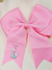 1pc 26 English Letters Girl Back To School Season Polyester Bow Edge Hair Clip, Versatile Hair Accessory For School Daily Wear - Multicolor - View 9