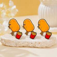 1pc/3pcs Unisex Funny Potato Fries Brooch Pin Accessory, Cute Abstract Bag Charm Keychain Pendant - Multicolor - View 6