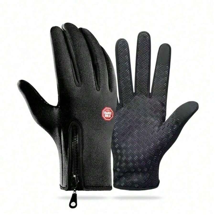 Outdoor Cycling Gloves, Sports Skiing And Mountaineering Gloves, Autumn And Winter Touch Screen, Anti-Slip, Waterproof, Windproof, Fleece And Warm - 1 - View 1