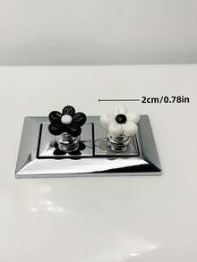 2/1pc Elegant Flower-Shaped Toilet Flush Button, Drill-Free Installation, Suitable For Bathroom Decor - Multicolor - View 6