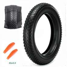 6MSKS 1 Set 26x4.0 Inch Fat Tire, Inner Tube And Outer Tire Set, Foldable Replacement Tire, Suitable For Electric Bicycles And Mountain Bikes, Road/Off-Road Universal, Thickened Butyl Rubber Inner Tube, Durable Tire - 26x4.0 Fat Tire - View 1