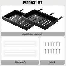 Rigogo 2 Pack Expandable Pull Out Cabinet Organiser, Adhesive Slide Out Drawers 32-53cm For Kitchen Pantry, No-Drill Installation With Strong Hold,Balck & Withe - View 13