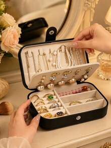 1 pieza Caja de almacenamiento de joyas exquisita, Caja de joyas, Caja de almacenamiento estilo gabinete, Collar, Aretes, Pulsera, Caja de joyas para anillos, Caja de joyas dorada exquisita francesa - Multicolor - Ver 9