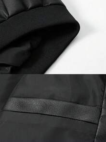 Men's Autumn/Winter Motorcycle PU Leather Jacket, Black Long Sleeve Zipper Motorcycle Style Sports Jacket - Black - View 7