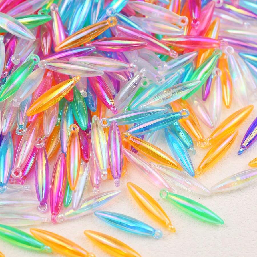 50/100pcs 5*25mm Mixed Color AB Long Tube Acrylic Pendant Beads DIY Jewelry Making Handmade Beading, Bracelet, Necklace Beading Accessories