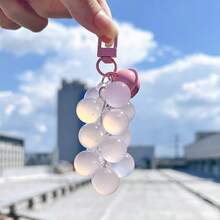 1pc UV Color Changing Grape Keychain, Simulated Fruit Cluster Charm With Bell & Snap Hook For Bag Car Accessory Gift - Multicolor - View 6