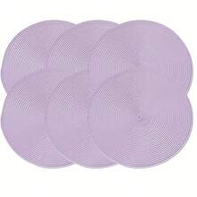 Handwoven PP Round Placemats, Easy To Clean, Suitable For Dining Table, Bowls, Plates And Cups, Perfect For Home Kitchen Use, Adds Fashionable Touch To Drinks, Minimalist Fashion Design, Back To School Essential - Purple - View 10
