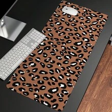Retro Leopard Print Large Mouse Pad, Vintage Animal Rubber Desk Mat XXL Gaming/Office Durable Stitched Keyboard Mat, Smooth Surface Anti-Slip Base - View 4