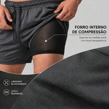 2-In-1 Double Sports Dry Fit Shorts With Pocket Gym Shorts Sports Shorts - Dark Grey - View 4