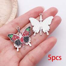 5/12 piezas Dijes de esmalte gótico Dragón Cuervo Murciélago Gato Polilla Rosa Lápida Colgantes para DIY Halloween Pulsera Collar Pendiente Suministros para hacer joyas - Negro - Ver 15