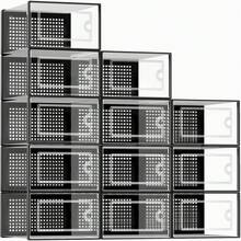 12 Pack Shoe Organizer Boxes Clear Plastic Stackable Storage Bins With Lids - Black - View 9