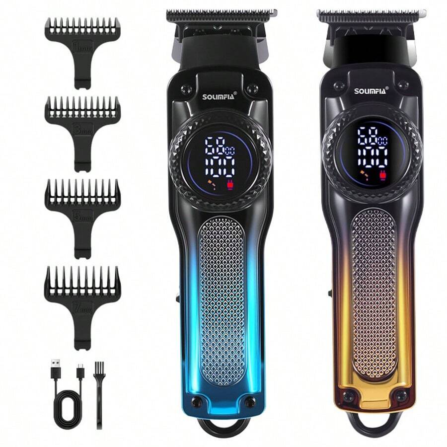 Hatteker 1pc Men's Oil Hair Clipper LCD Digital Display USB Rechargeable High Power Electric Hair Trimmer Barber Shop Hair Clipper Razor