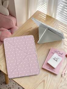 1件芋紫色波點平板保護殼，相容 iPad Mini6/7/Air/Air2/9.7/10.2/10.5/10.9 (Air4-Air8)/Pro 11/10th Gen/A16/Pro 11 2024，雙面彩繪圖案平板保護套，透明壓克力背殼，絲綢質感 8 角支架，自動休眠/喚醒，內置筆槽，不含筆，部分機型附相機框 - 芋泥粉 - 查看 6