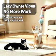 1 Set Automatic Ejection Cat Teaser Wand Gift Box, Plush Ball Interactive Cat Toy Set For Pet Interaction, Indoor Kitten Exercise And Boredom Relief Pet Play Supplies - Baby Blue - View 3