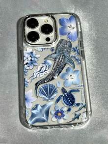 Casing Ponsel Motif Bunga, Paus, Kura-kura, dan Elemen Laut Musim Panas, dengan Tombol dan Bingkai Kamera Berlapis Elektroplating, Kompatibel dengan iPhone 17 Pro Max 17 Pro 17/16/15/14/13/12/11 - Desain Fashion Kreatif, Casing Pelindung Anti Jatuh yang Melindungi Seluruh Bagian, Cocok Sebagai Hadiah untuk Teman dan Keluarga. - Clear - View 1