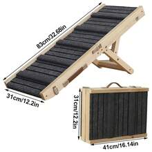 Foldable Wooden Dog Ramp For Cars – Lightweight, Non-Slip Pet Access Ladder For Small To Large Dogs | Easy Fold & Carry Design, Smooth Surface With Traction Texture, Compact Storage Friendly - Black - View 3