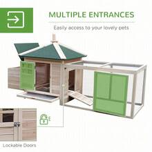Stylish Outdoor  With Secure Run, Integrated Nesting Box & Ventilated Design – Compact Backyard Poultry Housing (196 X 76 X 97 Cm, Natural Wood-Look Finish) - Natural - View 6