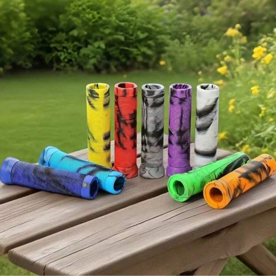 Thickened Rubber Bicycle Handlebar Grips, Universal Mountain Bike/Scooter Handlebar Pads, Anti-Slip Shock Absorption, Comfortable Riding Enhancement Equipment - Multicolor - View 1