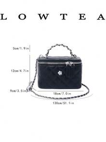 Low Tea 1 Stück einfarbige PU-Stoff Handtasche, Damen Mode Mini Box-förmige Handtasche, Top Einzelgriff Design, Reißverschluss, geeignet für Reisen, Einkaufen, Dates, Damen Geschenk, perfekt für Pendeln, Outdoor, Reisen, Ausflüge - Schwarz - Übersicht 3