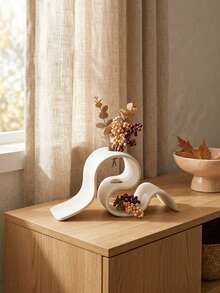1pc Modern Minimalist Curved 3D Printed Vase, Creative Ribbon Shaped Dried Flower Holder, Nordic Style Desktop Decor Flower Pot, Home Office Living Room Decoration - Multiple Styles - View 7