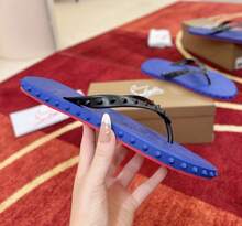 CL Explosion Red Rivet Sole Non-Slip Flat Heel Clip Foot Beach Sandals Outdoor Couples - 藍色 - 查看 6