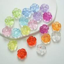 20pcs Colorful AB Solid Color Small Flower DIY Transparent Straight Hole Phone Chain Bead Material Phone Case Patch Accessories - Multicolor - View 3