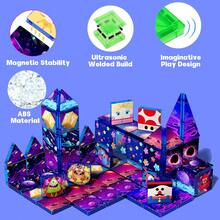 52/60 PCS Colorful Magnet Tiles STEM Educational Stacking Castle Construction Toy, Sensory Play Gift For Boys Girls Circus Cartoon Printed Magnetic Building Blocks Set For Kids Ages 3+ - Multicolor - View 7