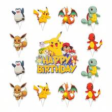 bandai 生日蛋糕裝飾套組，生日快樂插牌裝飾，動漫迷節日派對杯子蛋糕與蛋糕佈置裝飾角色插卡 - 彩色 - 查看 9