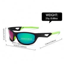 1pc Men's Full Frame Polarized Sports Fashion Glasses, Blue Revo Mirrored Lenses, Cyan Hollow Design, Non-Slip Rubber Temple, Suitable For Cycling, Fishing, Driving - Multicolor - View 6