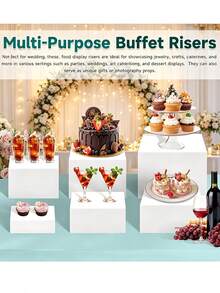 1/6pcs Acrylic Buffet Display Stand, Food Display Rack, Suitable For Buffet Table, Hollow Bottom Dessert Cube Box, White Cube Desktop Storage Rack Storage Box, Suitable For Party, Wedding And Other Holiday Dessert And Cake Display - Multicolor - View 8