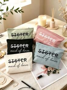 "Maid Of Honor" Printed Fashion Toiletry Bag - Stylish Lightweight Zippered Travel Makeup Organizer, Machine Washable, Multi-Functional Storage Bag; Perfect Fun Wedding/Engagement Gift For Bridesmaids And Unique Bridal Shower Favor - Multicolor - View 3