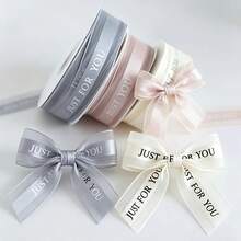 78.74 Inch Three-Color Soft-Touch Yarn Ribbon, Ins-Style Transparent Mesh Ribbon, Simple English Print Yarn Ribbon, Floral Cake Gift Box Wrapping Decorative Ribbon, DIY Bow-Making Material - Multicolor - View 11