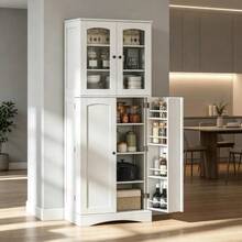 Extendable Dining Table, Rectangular, For 4 To 6 People, Kitchen Table 110-130 Cm, 6 Open Shelves - White - View 2
