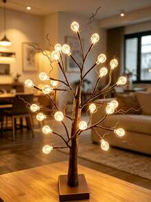 1件 60CM 24LED 氣泡球樹燈，USB電池供電 暖白色仙女燈樹，桌面夜燈，適用於家居聖誕派對裝飾 - 暖白色 - 查看 1