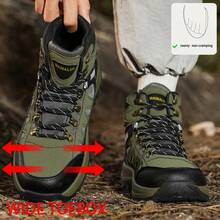 STARNOVO Men's Patchwork High-Top Hiking Boots, Breathable Mesh Material, Non-Slip Wear-Resistant Sole, Lace-Up Design, Suitable For Outdoor Hiking And Walking On Mountain Trails - Green - View 2