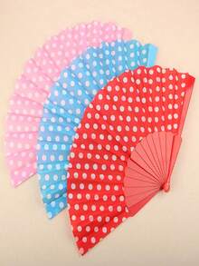 1pc Polka Dot Folding Fan, Lightweight And Foldable, Suitable For Summer Daily Use, Can Be Used As An Aesthetic Photo Prop For Beach Scenes And Daily Outfits, Also A Fashionable Cooling Accessory - Multicolor - View 10
