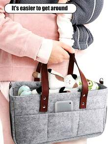 Multifunctional Felt Car Trunk Storage Bag, Fiber Material, Durable With Handle Car Organizer Bag, Dustproof And Moisture-Proof, Practical Car Accessory - A - View 7