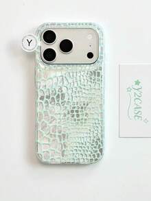 1PC Ins Foil Texture Hollow Crocodile Pattern IMD Full Coverage Shockproof PC Phone Case Compatible With Apple 11 Pro Max/12 Pro Max/13 Pro Max/14 Pro Max/15 Pro Max/16 Pro Max/17 Pro Max - Multicolor - View 3