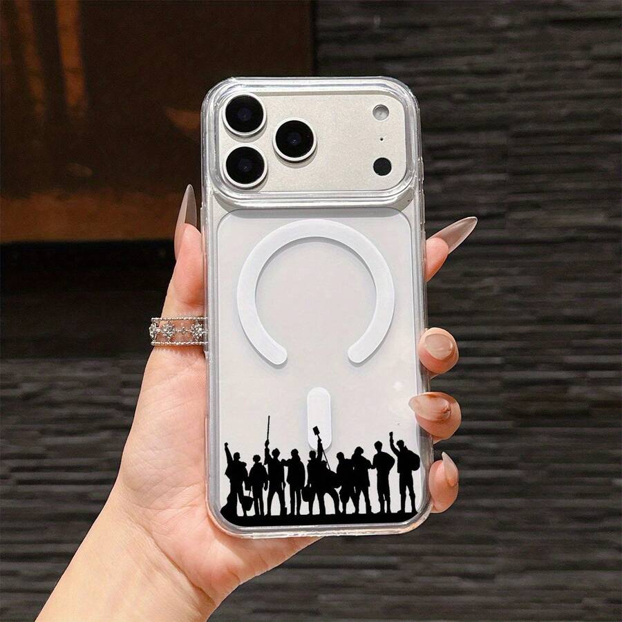 [24h Shipping From DE/FR/ES]Phone Case - Minimalist Color Blocks With Contrasting Colors, Black And White Division, Abstract Geometric Patterns, Luxurious Transparent Phone Case With Magnetic Wireless Charging Suitable For IPhone 11 12 13 14 15 16 17 Pro Max Air Plus - Clear - View 1